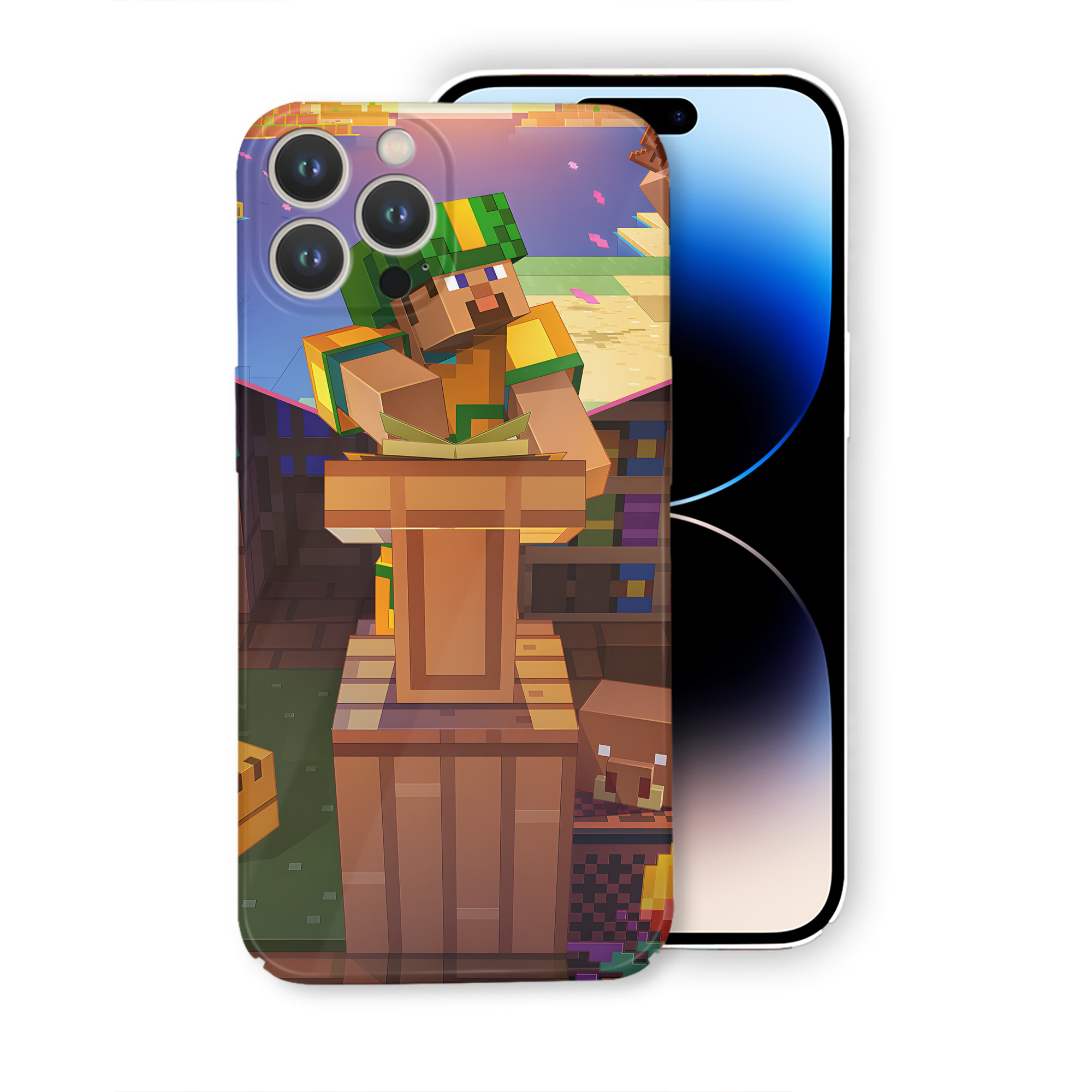 （画像用） マインクラフト ブロックの世界 Minecraft MC Block world 【iPhone 14シリーズ対応】ハードケース